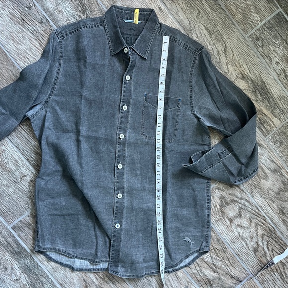 Tommy Bahama 100% Linen Men’s Medium Long Sleeved Button Down Shirt, Gray - Picture 8 of 9